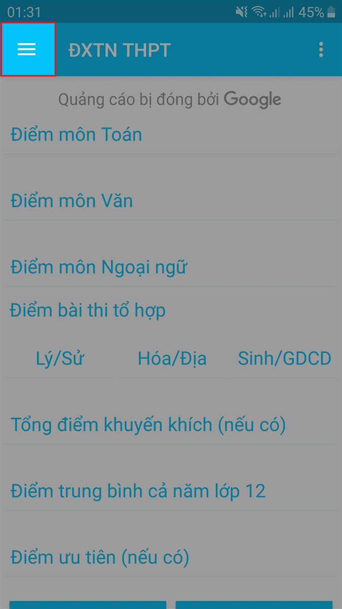 Nhấn vào biểu tượng 3 dấu gạch ở góc trên bên trái Nhấn vào biểu tượng 3 dấu gạch ở góc trên bên trái