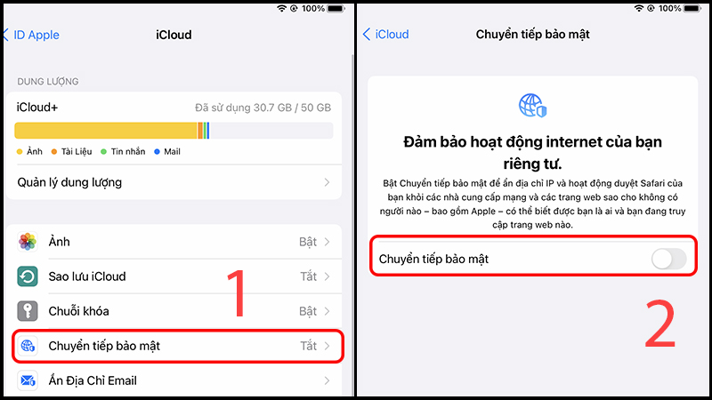 Bật chế độ Chuyển tiếp bảo mật