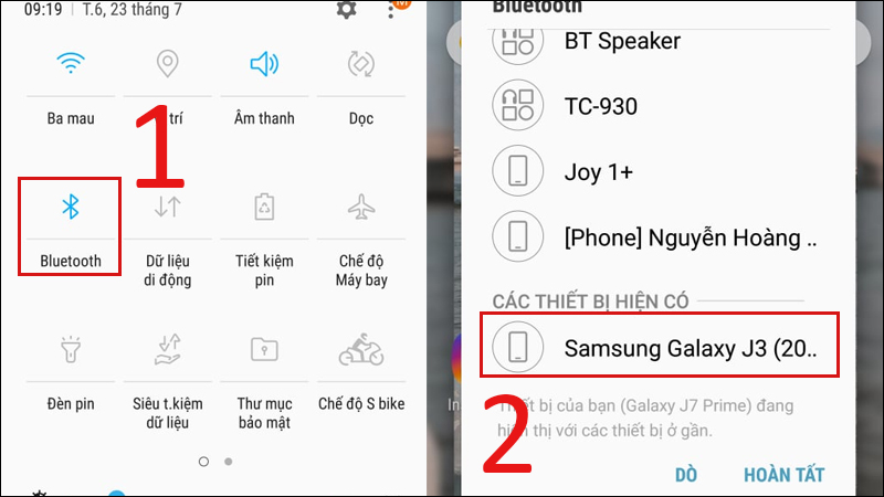 Bạn hãy để 2 điện thoại Android gần nhau và bật Bluetooth