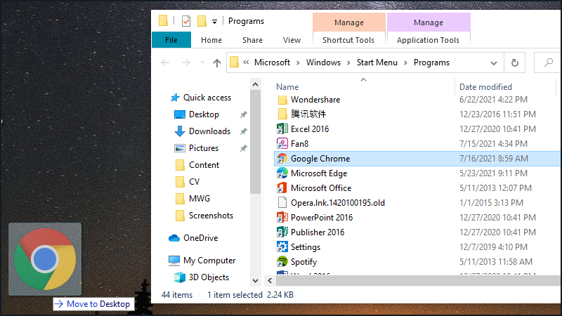 Kéo Google Chrome ra ngoài màn hình máy tính của bạn