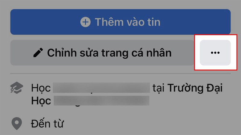Nhấn vào biểu tượng 3 dấu chấm ở bên phải mục Chỉnh sửa trang cá nhân Nhấn vào biểu tượng 3 dấu chấm ở bên phải mục Chỉnh sửa trang cá nhân