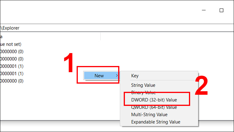 Nhấp chuột phải chọn New > Chọn DWORD (32-bit) Value