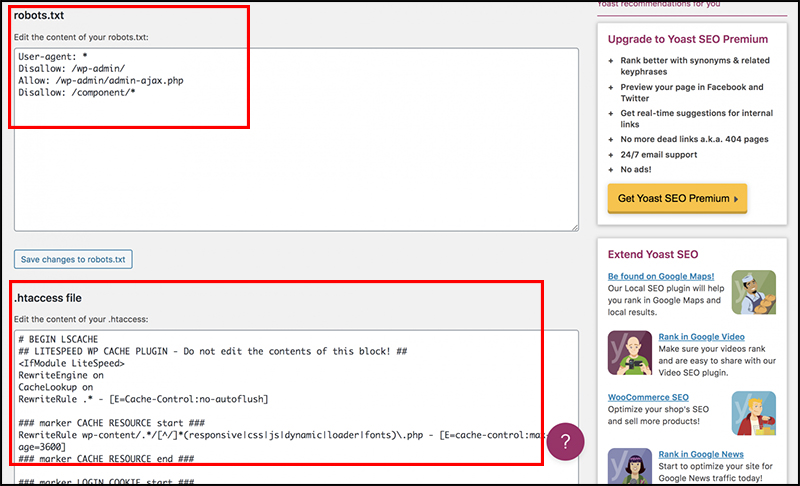 Mục robots.txt và .htaccess file tạo file robots.txt