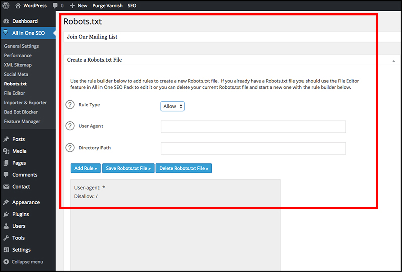 Tạo lập và điều chỉnh file robots.txt WordPress