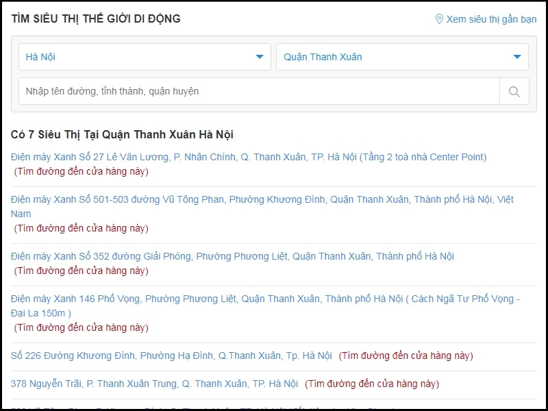 Tìm kiếm những siêu thị  gần nhất