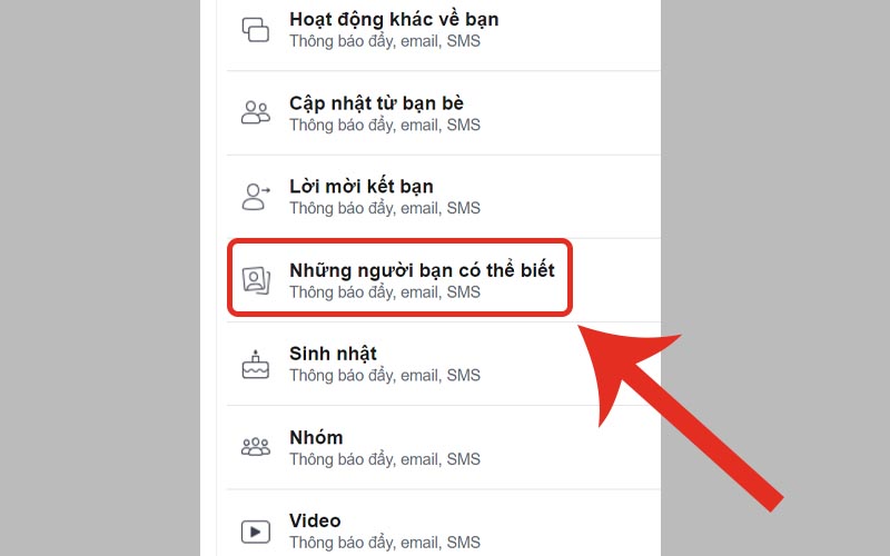 Chọn Những người bạn có thể biết