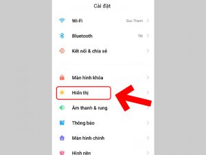 Chọn Hiển thị trong Cài đặt