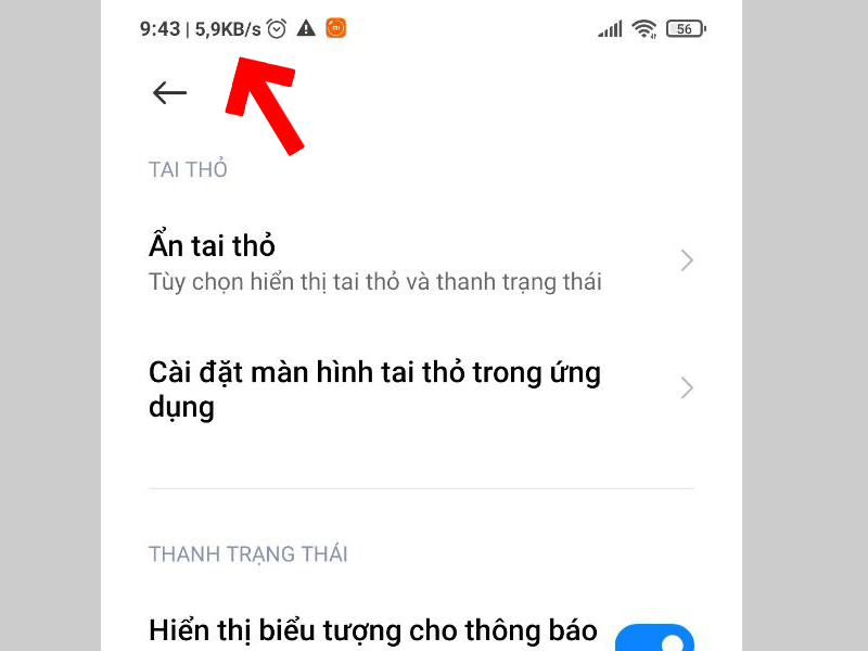Tốc độ kết nối hiển thị với đơn vị KB/s