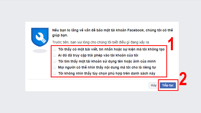 Báo cáo tài khoản bị hack