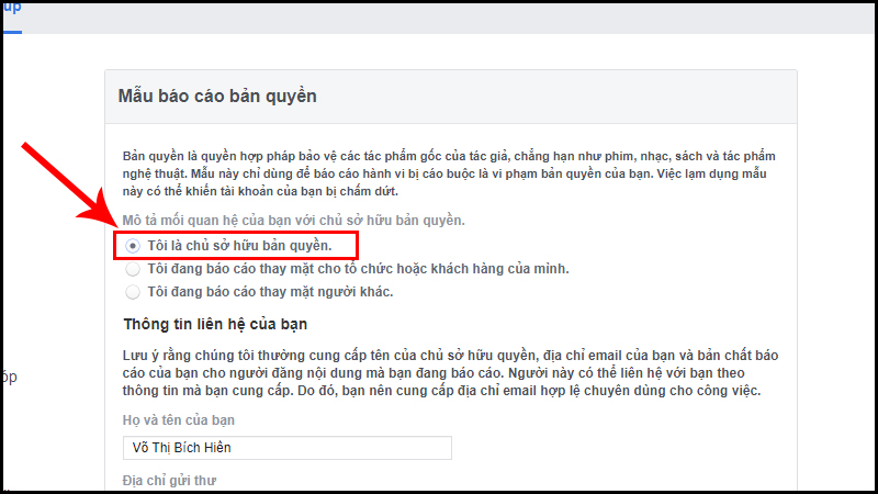 Xác nhận bản thân là chủ sở hữu của tài khoản