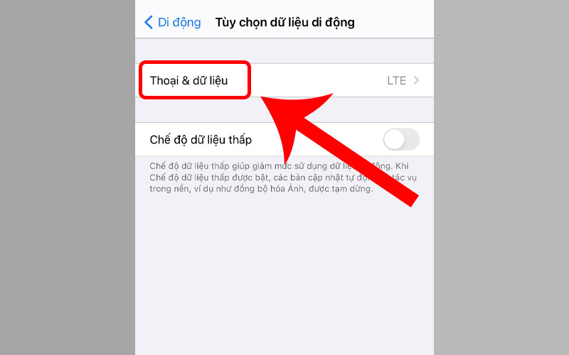 Nhấn chọn Thoại & dữ liệu