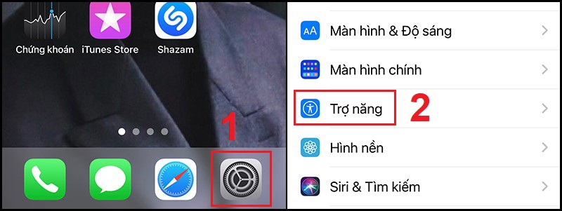 Mở Trợ năng trong Cài đặt