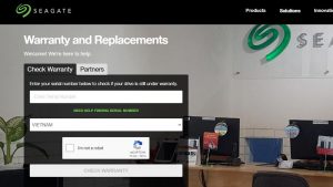 Trang web chính bảo hành của Seagate