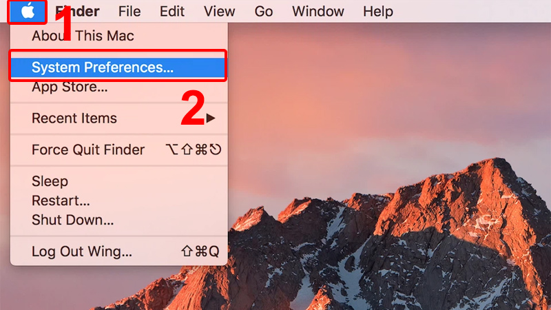 Vào biểu tượng Apple và chọn System Preferences