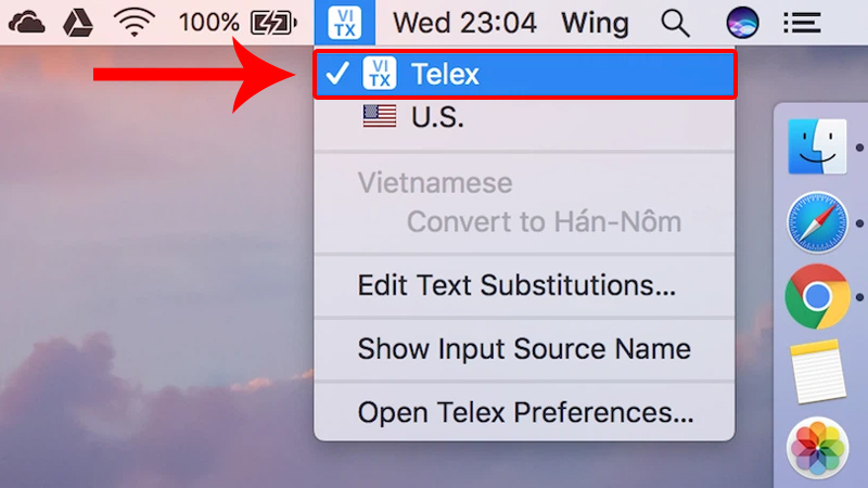 Chọn bộ gõ bạn muốn