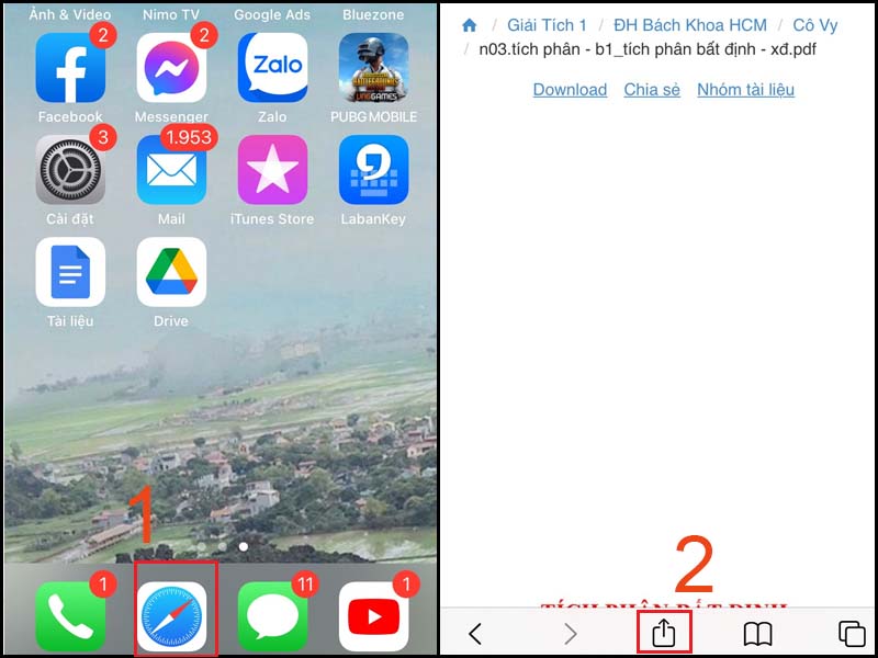 Truy cập vào ứng dụng Safari