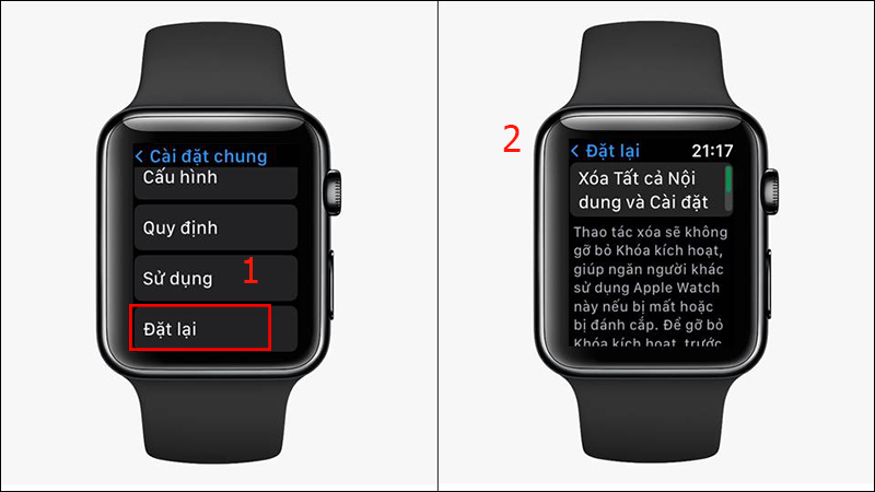 Xóa nội dung và cài đặt của Apple Watch