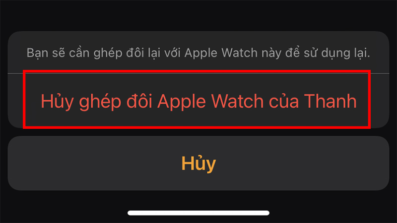 Xác nhận việc hủy ghép đôi