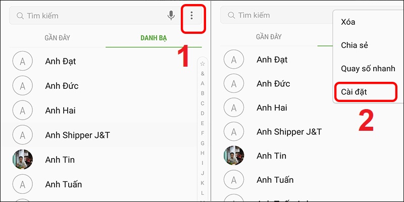 Cài đặt cuộc gọi trên điện thoại