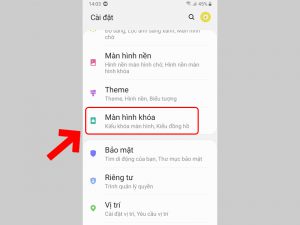 Chọn Màn hình khoá trong Cài đặt