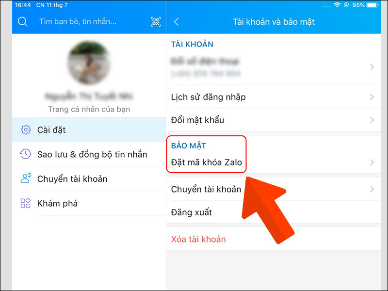 Đặt mã khóa cho Zalo