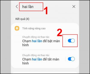 Bật Chạm hai lần để bật màn hình bằng sau khi nhập