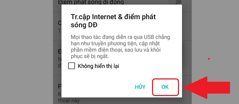 Nhấn OK để xác nhận