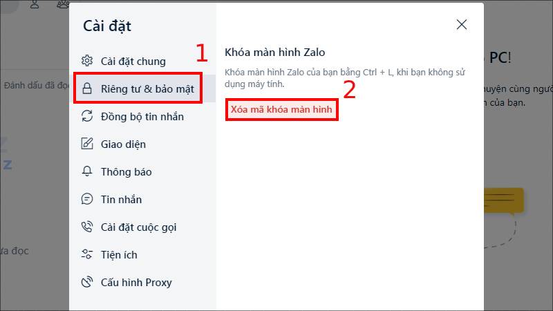 Chọn Xóa mã khóa màn hình