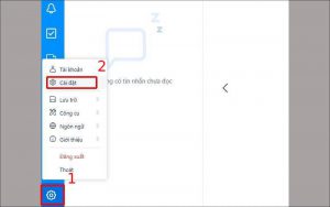 Truy cập Cài đặt tại Zalo PC