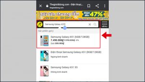 Nhập tên và chọn điện thoại bạn muốn tìm kiếm trên website của