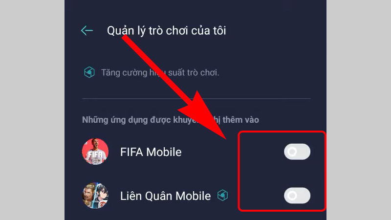 Những ứng dụng trò chơi được tích chọn sẽ được đưa vào Không gian trò chơi