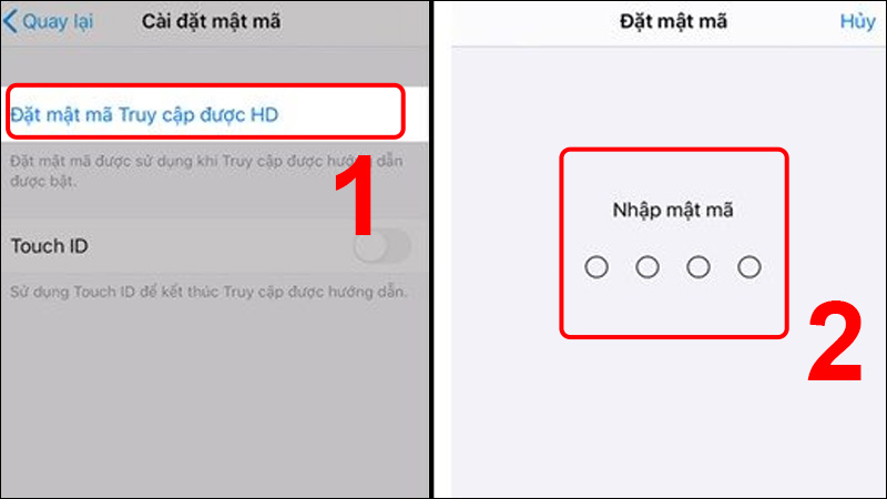 Bấm vào Đặt mật mã Truy cập được HD để cài mật khẩu