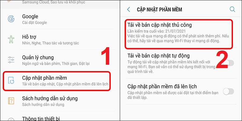 Tải về bản cập nhật thủ công