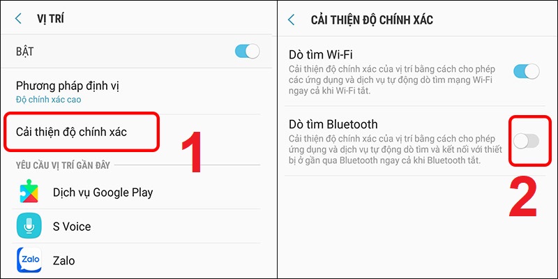 Tắt tính năng Dò tìm Bluetooth