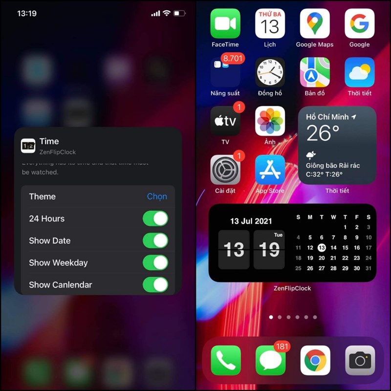 Cách cài đồng hồ lật cho iPhone hiển thị cả lịch siêu đẹp Cách cài đồng hồ lật cho iPhone hiển thị cả lịch siêu đẹp