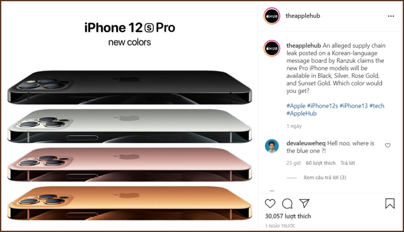 iPhone 12s Pro (iPhone 13 Pro) lộ các phiên bản màu sắc iPhone 12s Pro (iPhone 13 Pro) lộ các phiên bản màu sắc