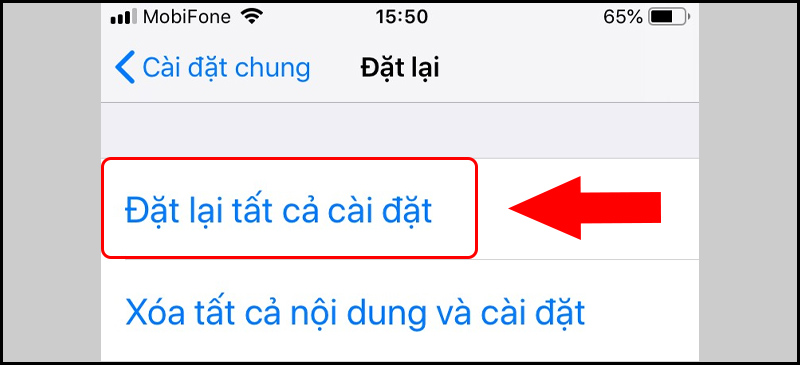 Tiến hành đặt lại