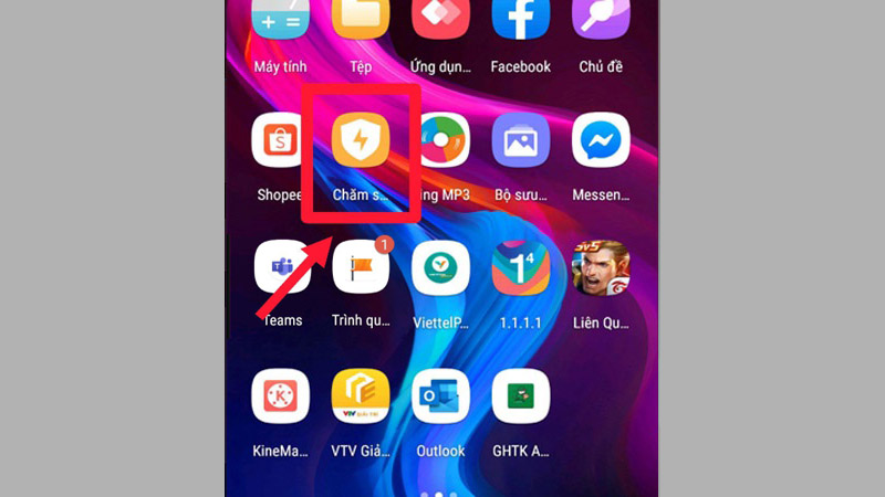 Truy cập vào ứng dụng Vsmart chăm sóc thiết bị