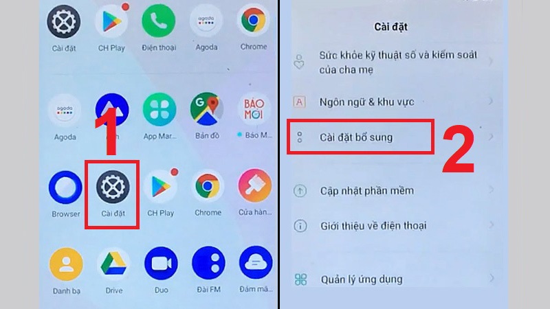 Truy cập phần Cài đặt bổ sung trong phần Cài đặt