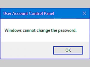 Windows không thể thay đổi mật khẩu