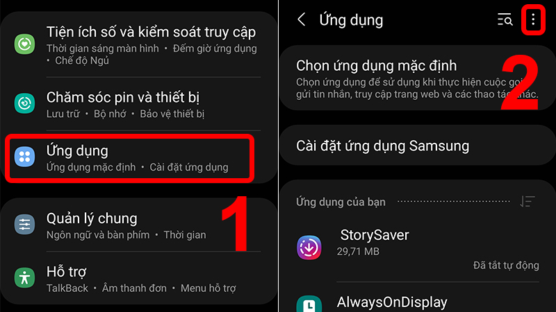 Truy cập mục Ứng dụng