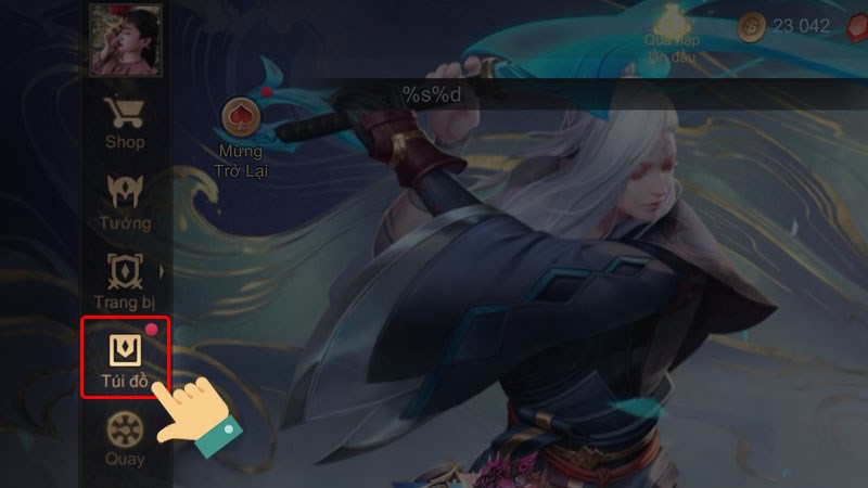 Vào game Liên Quân, tại giao diện chính chọn vào Túi đồ. Vào game Liên Quân, tại giao diện chính chọn vào Túi đồ.