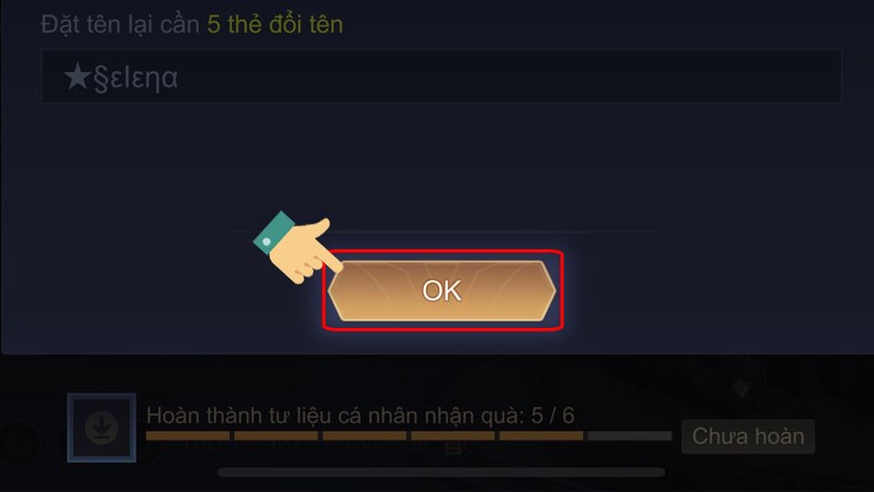 Nhấn OK để xác nhận và hoàn thành đổi tên. Nhấn OK để xác nhận và hoàn thành đổi tên.