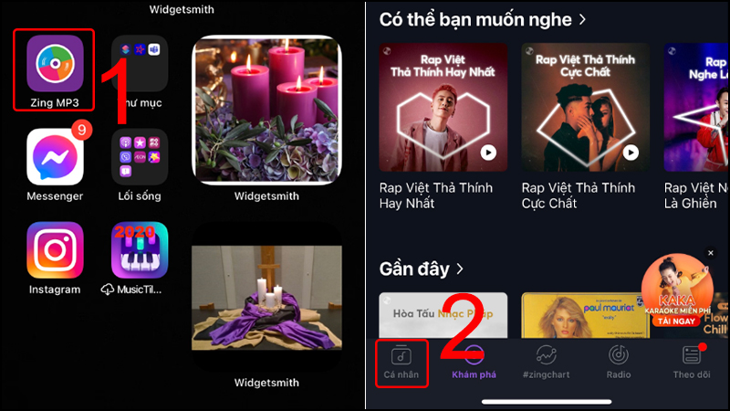 Mở ứng dụng Zing MP3 và chọn tab Cá nhân