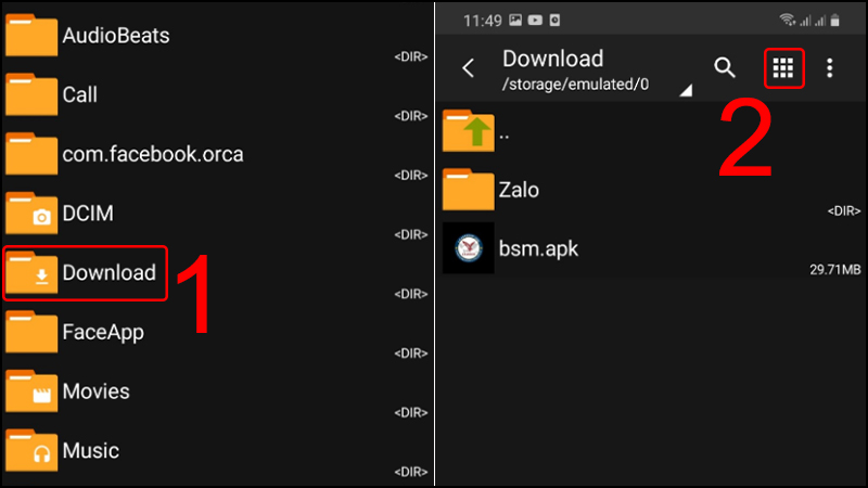 Chọn mục Download để dán file ghi âm
