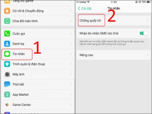Vào cài đặt tin nhắn