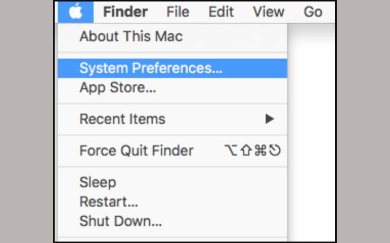 Mở Apple Menu > chọn biểu tượng trái táo trên thanh Menu > chọn System Preference…