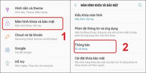 Cài đặt thông báo ở mục màn hình khóa và bảo mật