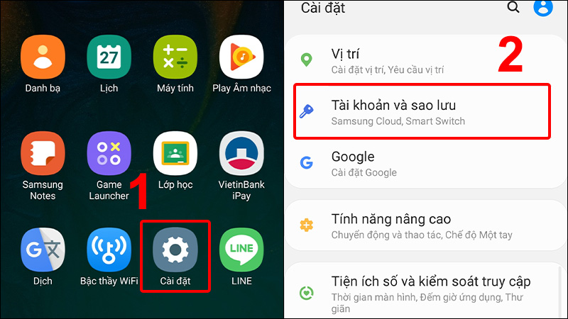 loi-khong-ket-noi-duoc-voi-google-play-10-800x450-1 Vào Cài đặt, chọn Tài khoản và sao lưu