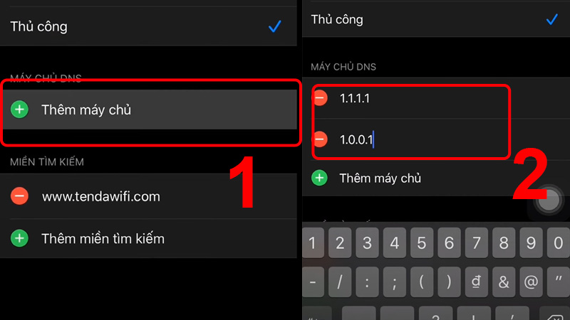 Thêm 2 máy chủ sau vào Máy chủ DNS và Lưu lại